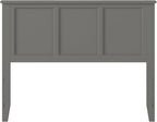AFI, Madison Full Solid Wood Panel Headboard with Attachable Charger, Grey
