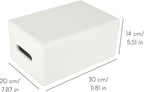 Large White Wooden Box Storage with Hinged Lid | 11.8x7.87x5.51in (+-0.5) | with Handles | Gift Box for Tool Dog Toy Shoes Clothes Kitchen Storage | Wood Keepsake Chest