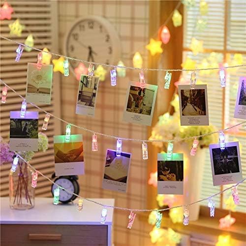 80 LED Photo Clip Fairy Lights Twinkle Starry for Home Bedroom Wall Halloween Thanksgiving Christmas Party Wedding Decor - Multicolor