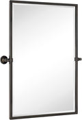 TEHOME Oil Rubebd Bronze Metal Framed Pivot Rectangle Bathroom Mirror Tilting Beveled Vanity Mirrors for Wall, Overall 27.9 x 36 inches (Mirrror 24 x 36 inches)