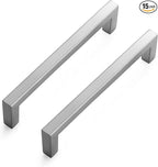 Ravinte 15 Pack Solid 5 Inch Center to Center Slim Square Bar Drawer Handles Kitchen Cabinet Handles Brushed Nickel Drawer Pulls Kitchen Cabinet Hardware Kitchen Handles Cabinet Pulls