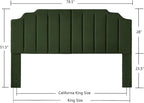 24KF Dark Green Teddy Fabric Tufted King Upholstered Headboard, Modern Vertical Channel Design California King Headboard with Stepped Silhouette Top Edge,6026-K-Teddy Dark Green