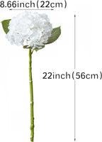 3PCS 22 inch Lifelike Artificial Hydrangea Large Real Touch Flowers Artificial Flowers Dry Flowers Outdoor Wedding Christmas Office Family Party Living Room Table Decoration (White)