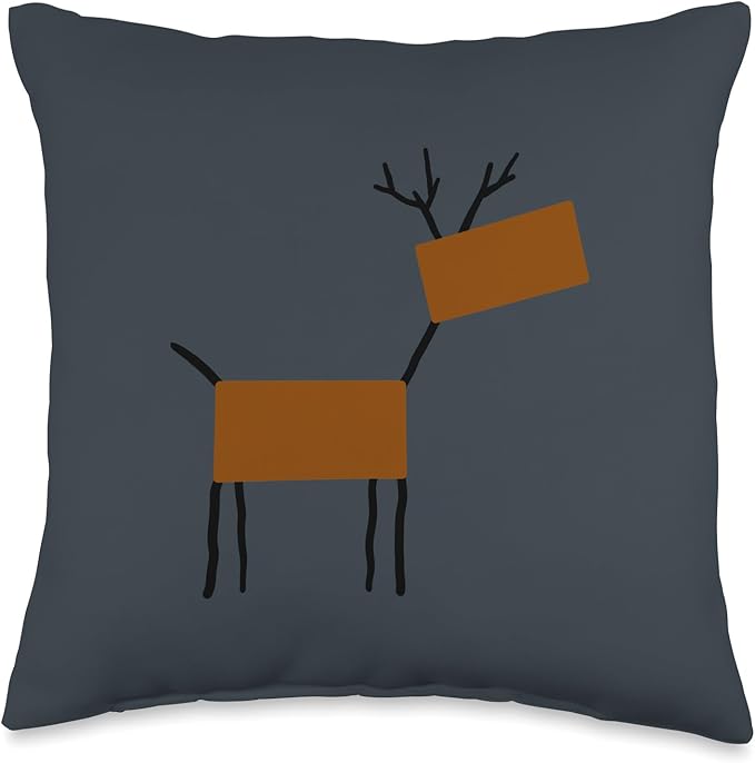 Cute Scandinavian Animals Designs Chic Deer Moose Scandinavian Elk Minimalism Reindeer Throw Pillow, 16x16, Multicolor