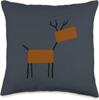 Cute Scandinavian Animals Designs Chic Deer Moose Scandinavian Elk Minimalism Reindeer Throw Pillow, 16x16, Multicolor