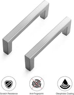 Ravinte 10 Pack Solid Kitchen Cabinet Handles Brushed Nickel Cabinet Pulls Slim Drawer Pulls with 3 Inch Hole Center Square Bar Kitchen Cabinet Hardware
