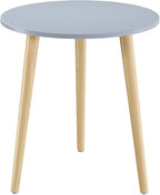 Apicizon Round Side Table, Blue Grey End Table for Small Spaces, Nursery Round Side Table Small Bedside Table Living Room, Bedroom, 16.5 x 20.5 Inches