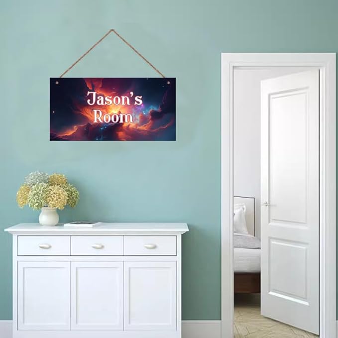 Personalized Universe Nebula Themed Sign For Kids Room Stars Nursery Door Decor,Custom Name Outer Space Wall Art Decor Decorative Plate for Boys Bedroom Girls Room Little Man Cave