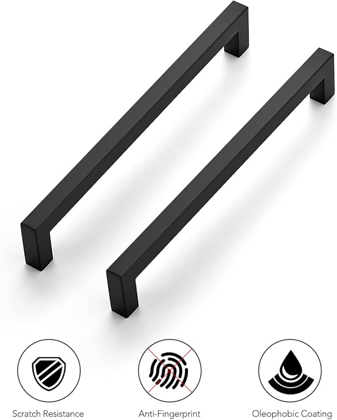 Ravinte 14 Pack 8 Inch Kitchen Square Cabinet Handles Matte Black Pulls Black Drawer Pulls Kitchen Cabinet Hardware Handles