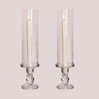 Hurricane Candle Holder Glass Taper Hurricane Clear Tall Candlestick Candles Holders Table Centerpiece Wedding Party Dining Event Home Decor (2)