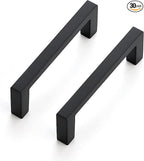 Ravinte 30 Pack Matte Black Cabinet Pulls, 3 Inch (76mm) Hole Center Slim Kitchen Handles, Square Drawer Pulls for Cabinets & Cupboards, Hardware