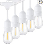 96FT(48×2) Outdoor String Lights, Commercial Grade Heavy Duty White Wire Patio Light with Dimmable S14 Shatterproof LED Bulbs, Linkable Waterproof Bistro Lights for Outside Deck Backyard Cafe Market