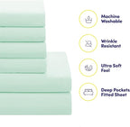 Sweet Home Collection 7 Piece Comforter Set Bag Solid Color All Season Soft Down Alternative Blanket & Luxurious Microfiber Bed Sheets, Mint, Full