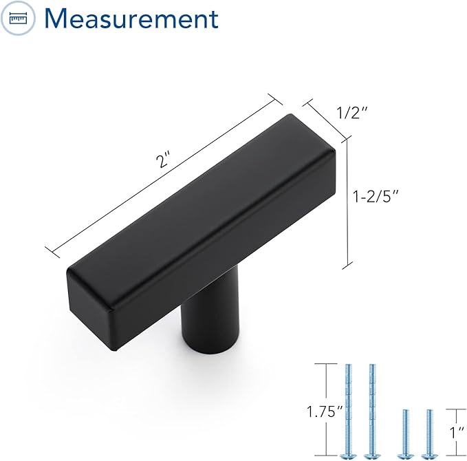 Ravinte Black Cabinet Handles 5 Pack Matte Black Square Cabinet Pulls Kitchen Hardware 2 inch Overall Length Kitchen Drawer Pulls