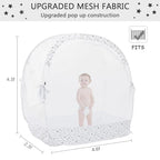 Baby Pop Up Crib Tent, Crib Net to Keep Baby from Climbing Out, Crib Canopy Cover Against Falling and Bites, Strong Frame & Soft Breathable Mesh, White+stars