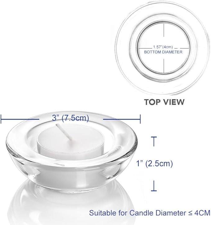 Clear Tealight Candle Holders - Set of 24, Round Chunky Glass Candle Holder, 3" Diameter - CH01