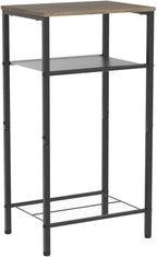 Hoctieon 2-Set 3 Tier End Table, Telephone Table Set of 2, Tall Side Table with Storage Set of 2, Small Nightstand for Small Spaces, Metal Frame, for Living Room, Bedroom, Sofa Couch, Hallway, Greige