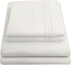 1800 Thread Count Sheet Set – Soft Egyptian Quality Brushed Microfiber Sheets – Luxury Bedding Set with Flat Sheet, Fitted Sheet, Pillow Cases, King, Ivory, Sheet Set