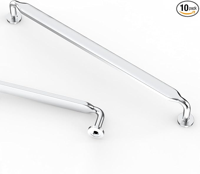 Asidrama 10 Pack 10 Inch(254mm) Polished Chrome Kitchen Cabinet Handles, Cabinet Pulls Kitchen Cabinet Hardware for Cupboard Drawer Pulls
