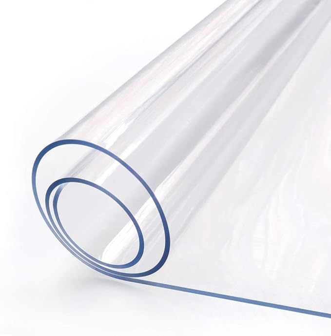 23.6 x 48 Inch Clear Plastic Dining Table Protector Tablecloth Desk Pad Mat Waterproof PVC Vinyl Rectangular Wooden Furniture Coffee Glass Entryway Sofa Side Cabinet Top Protection Countertop Cover
