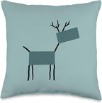 Cute Scandinavian Animals Designs Chic Deer Moose Scandinavian Elk Minimalism Reindeer Throw Pillow, 16x16, Multicolor