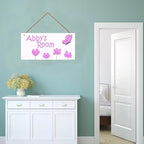 Personalized Pink Butterfly Sign Vintage Signs Retro Wall Art Decoration Exquisite Decorative Signs Custom Name Kids Room Flowers Wall Art Decor Nursery Decor For Kids Bedroom