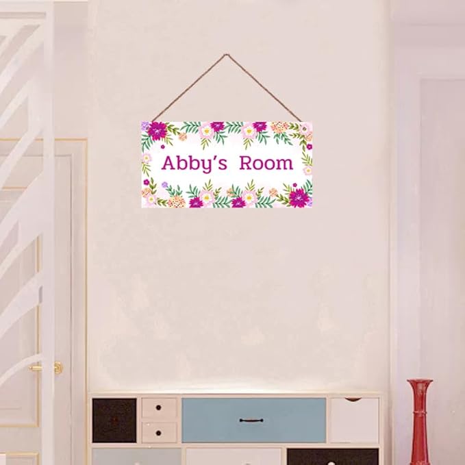 Personalized Flower Sign For Kids Room Boys Bedroom Door Decor,Custom Name Wall Art Decor Decorative Plate for Girls Room Nursery Little Man Cave