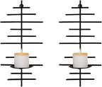 AIM & GGKK Wall Candle Sconce Set of 2,Black Wall Mounted Candle Holder for Home,Living Room, Dining Room,Rustic Farmhouse Boho Decoration