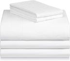 LuxClub 5 PC Split King Sheet Set Bed Sheets Deep Pockets Wrinkle Free Cooling Sheets Machine Washable Hotel Bedding Silky Soft - White Split King