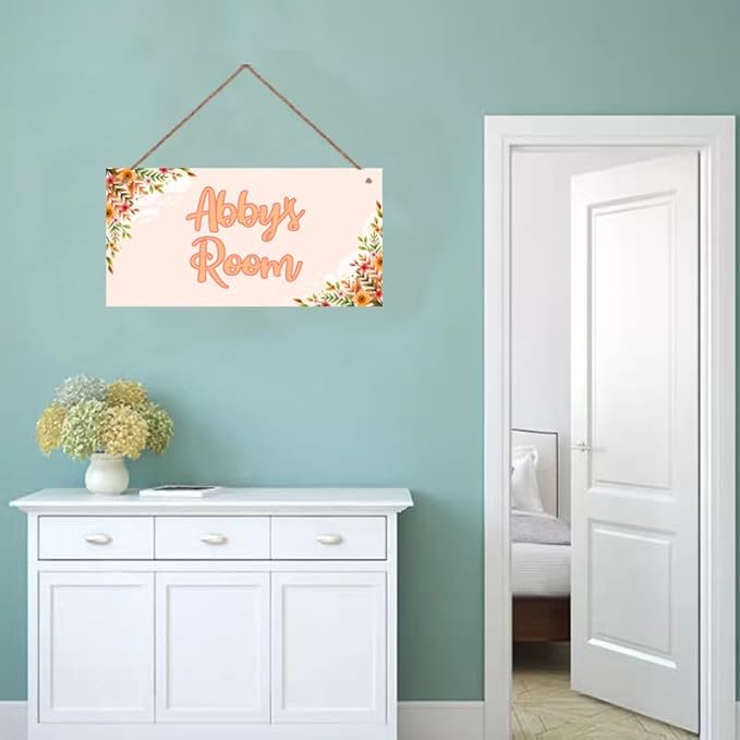 Personalized Flowers Sign Door Décor For Kids Room Custom Name Little Man Cave Wall Art Decor, Stars Floral Nursery Beautiful Art Plate For Girls Room Boys Bedroom