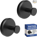 HOME SO Suction Cup Hooks for Shower, Bathroom, Kitchen, Glass Door, Mirror, Tile – Loofah, Towel, Coat, Bath Robe Hook Holder for Hanging up to 15 lbs – Waterproof & Rustproof, Matte Black (2-Pack)