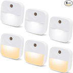 6 Pack Night Light Plug in, LED Nightlights Smart Dusk to Dawn Sensor, Plug into Wall Nightlights Suitable for Bedroom, Bathroom, Hallway, Kitchen, Stairs, Kids Room, 3pcs Warm White & 3pcs White