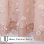 MYSKY HOME Pink Sheer Short Curtains with Pom Pom for Small Windows Dusty Rose Bedroom Nursery Kids Girls Room Curtains Cafe Kitchen Light Filtering Boho Drapes, Rod Pocket,38 x 54 Inches, 2 Panels
