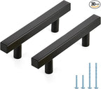 JOY DECOR 30 Pack 3 Inch Matte Black Square Cabinet Handles Stainless Steel Cabinet Hardware Pulls for Kitchen and Drawers with 5 Inch Overall Length