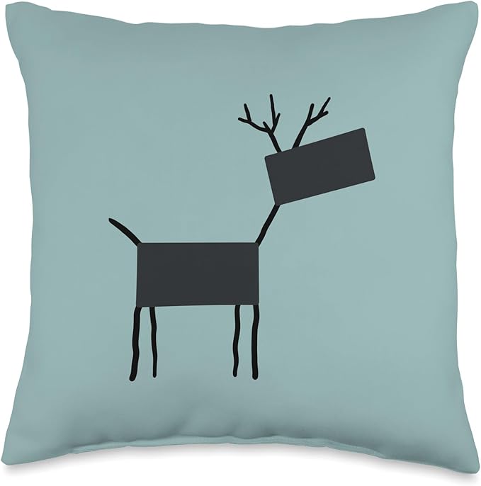 Cute Scandinavian Animals Designs Chic Deer Moose Scandinavian Elk Minimalism Reindeer Throw Pillow, 16x16, Multicolor
