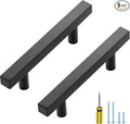 Ravinte 5 Pack Matte Black Cabinet Pulls - Slim 3 Inch Hole Center Drawer Handles - Square Kitchen Hardware for Cabinets and Cupboards