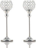VINCIGANT Crystal Hurricane Candle Holder Silver Candlestick Set of 2 for Anniversary Celebration Coffee Table Modern Decorative Centerpieces