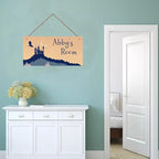 Personalized Castle and Flying Dragon Sign Wall Art Decor For Kids Room Custom Name Rerto Door Décor For Little Man Cave Girls Bedroom Home Kitchen Garden Yard