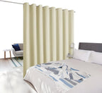 NICETOWN Room Dividers Curtains Screens Partitions, Premium Heavyweight Laundry Room Divider for Office, Vintage and Sliding Room, Including 16 Silver Ring Top (1 Panel, 15ft Wide x 7ft Long, Beige)