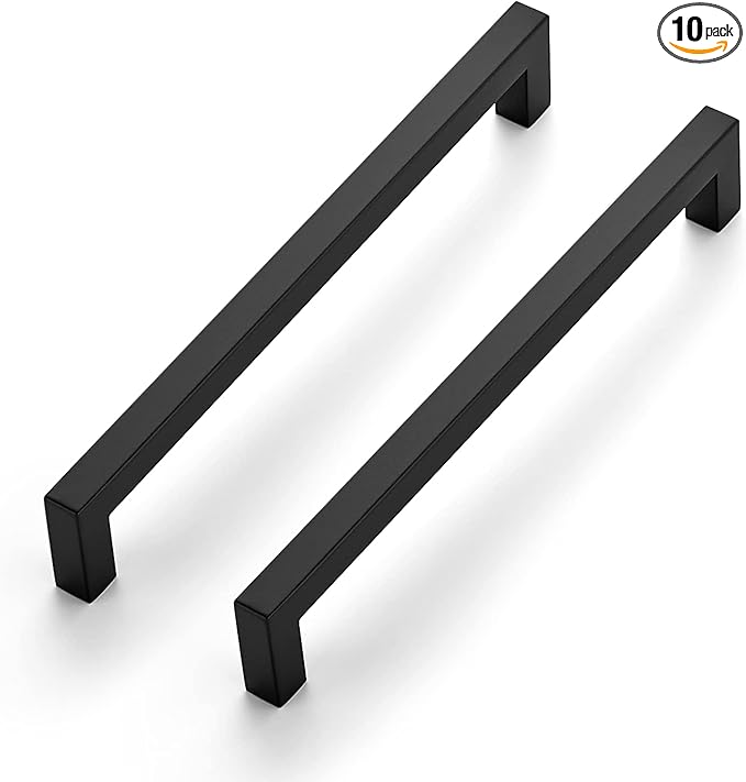 Ravinte 10 Pack 8 Inch Kitchen Square Cabinet Handles Matte Black Cabinet Pulls Black Drawer Pulls Kitchen Cabinet Hardware Kitchen Handles