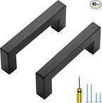 Ravinte 40 Pack Black Cabinet Pulls 3 Inch Square Kitchen Cabinet Handles Matte Black Kitchen Hardware for Drawer Pulls Drawer Handles Come with Screwdriver