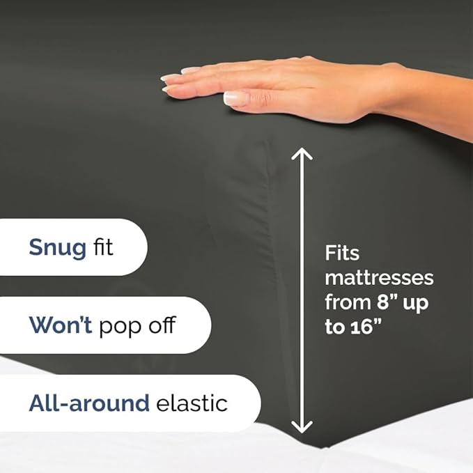 Queen Size 4 Piece Sheet Set - Comfy Breathable & Cooling Bed Sheets Set - Hotel Luxury Bedding for Women, Men, Kids, Teens, Boys & Girls - Deep Pockets, Ultra-Soft, Wrinkle Free - Oeko-Tex - Charcoal