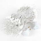 Holiday Pride White Christmas Tree Lights - 100 Count Clear White Lights String on White Wire - 24 Ft - Indoor/Outdoor Use - UL Listed - Static & Flashing Modes - Connectable