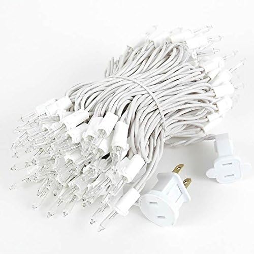 Holiday Pride White Christmas Tree Lights - 100 Count Clear White Lights String on White Wire - 24 Ft - Indoor/Outdoor Use - UL Listed - Static & Flashing Modes - Connectable