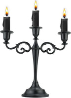 3 Metal Candelabra – Candlesticks Holder for Formal Events, Wedding, Church, Holiday Décor, Halloween – Taper Candle Holder Stand Centerpiece Elegant Decoration Piece for Table,Pure Black