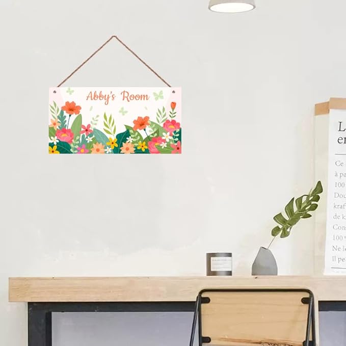 Personalized Planet Sign Funny Flowers Themed For Kids Room Boys Bedroom Door Decor,Custom Name Wall Art Decor Decorative Plate for Girls Room Nursery Little Man Cave