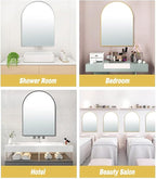 24x16 Arch Mirror Rectangle Wall Mounted Metal Frame Mirrors for Entryway Bedroom Bathroom Living Room 16 24 inch Black