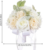 Artificial Rose Wedding Bouquet - Ribbon Decor for Bride & Bridesmaid