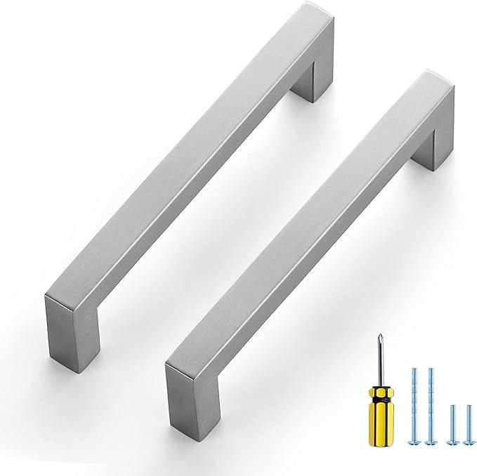Ravinte 20 Pack Brushed Nickel Kitchen Cabinet Handles 5 Inch Cabinet Pulls Square Kitchen Hardware for Cabinet Drawer Pulls Drawer Handles Come with Screwdriver