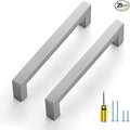 Ravinte 25 Pack Brushed Nickel Kitchen Cabinet Handles 5 Inch Cabinet Pulls Square Kitchen Hardware for Cabinet Drawer Pulls Drawer Handles Come with Screwdriver